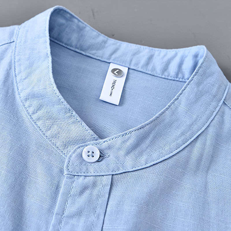 Hinata Mandarin Collar Linen Shirt