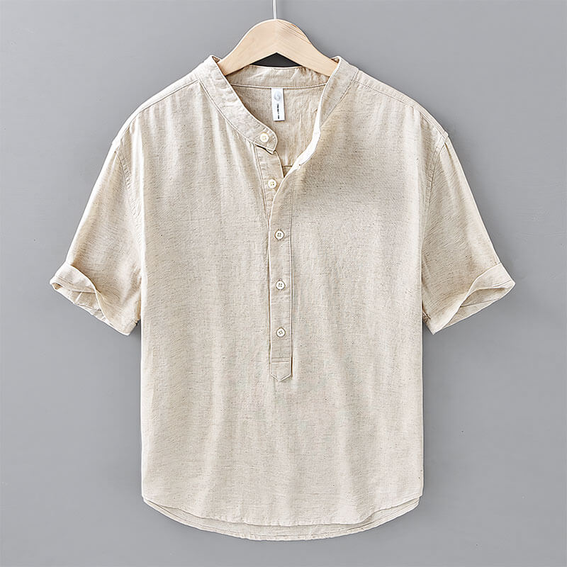 Takara Mandarin Collar Linen Shirt