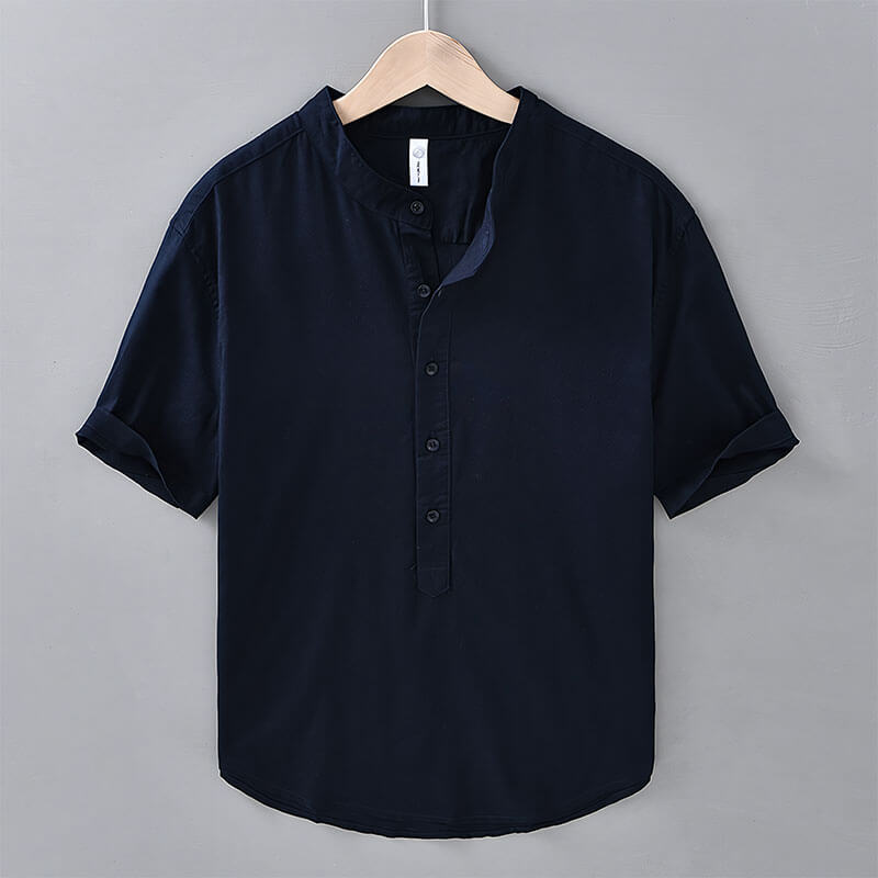 Takara Mandarin Collar Linen Shirt