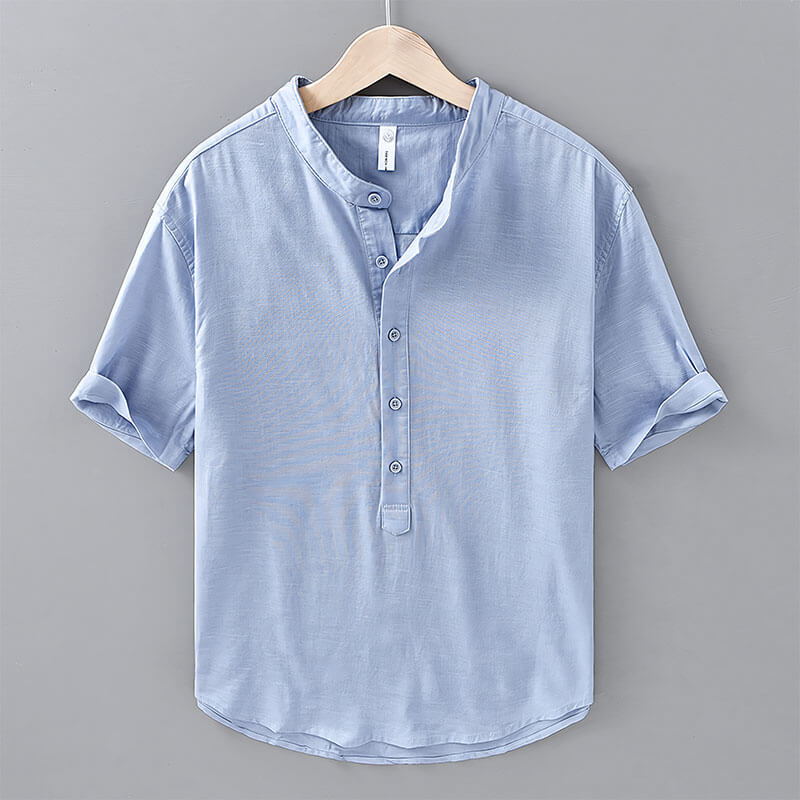 Takara Mandarin Collar Linen Shirt