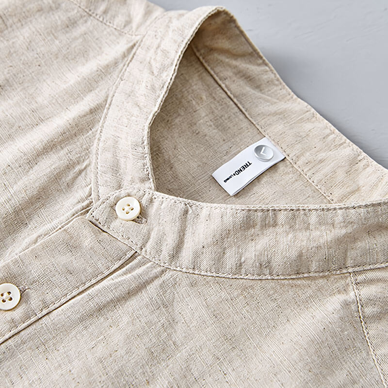 Takara Mandarin Collar Linen Shirt